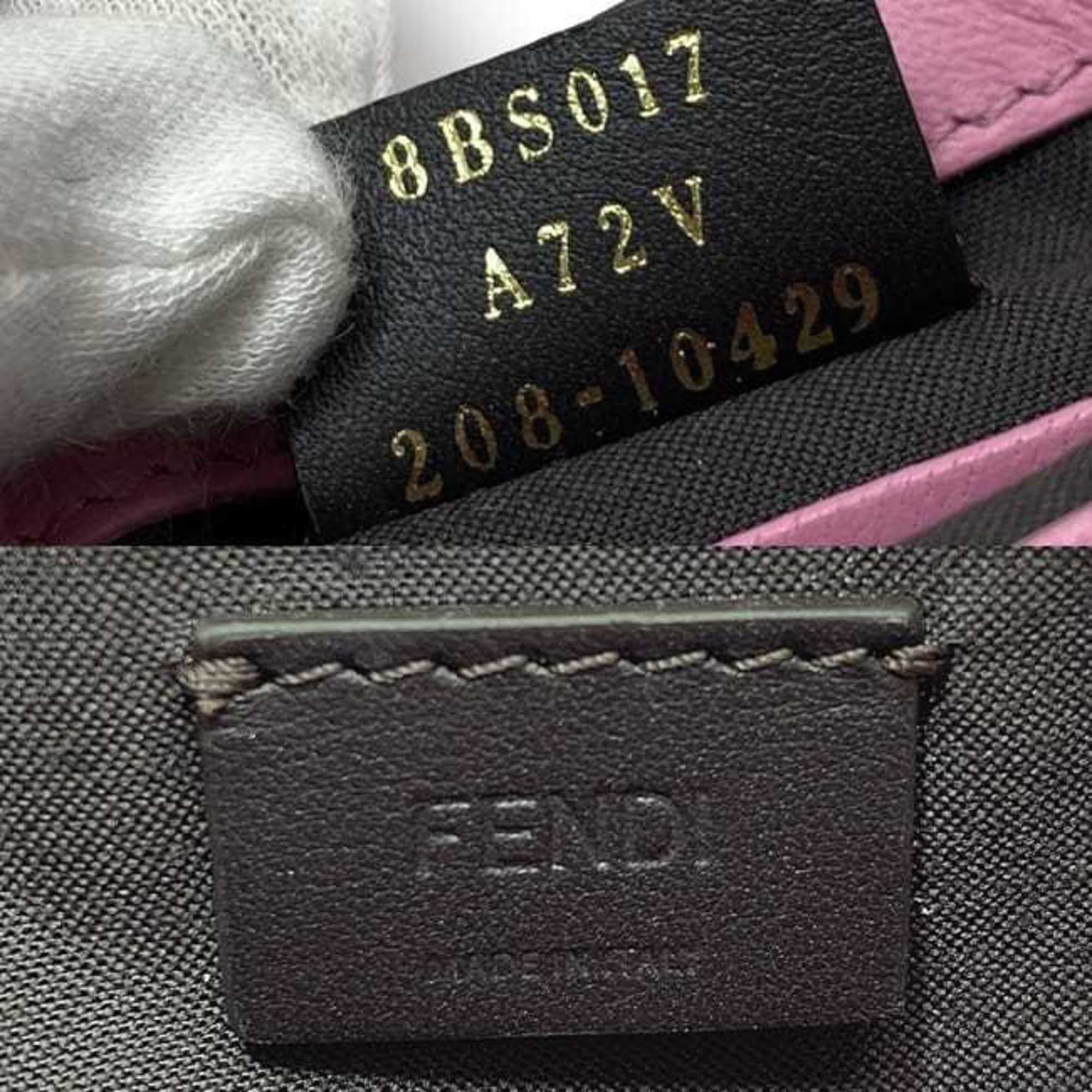 Pre-Owned Fendi Baguette Small Pink Gold 8BS017 Leather   Shoulder Bag  Embossed Ladies Chain (Like New)