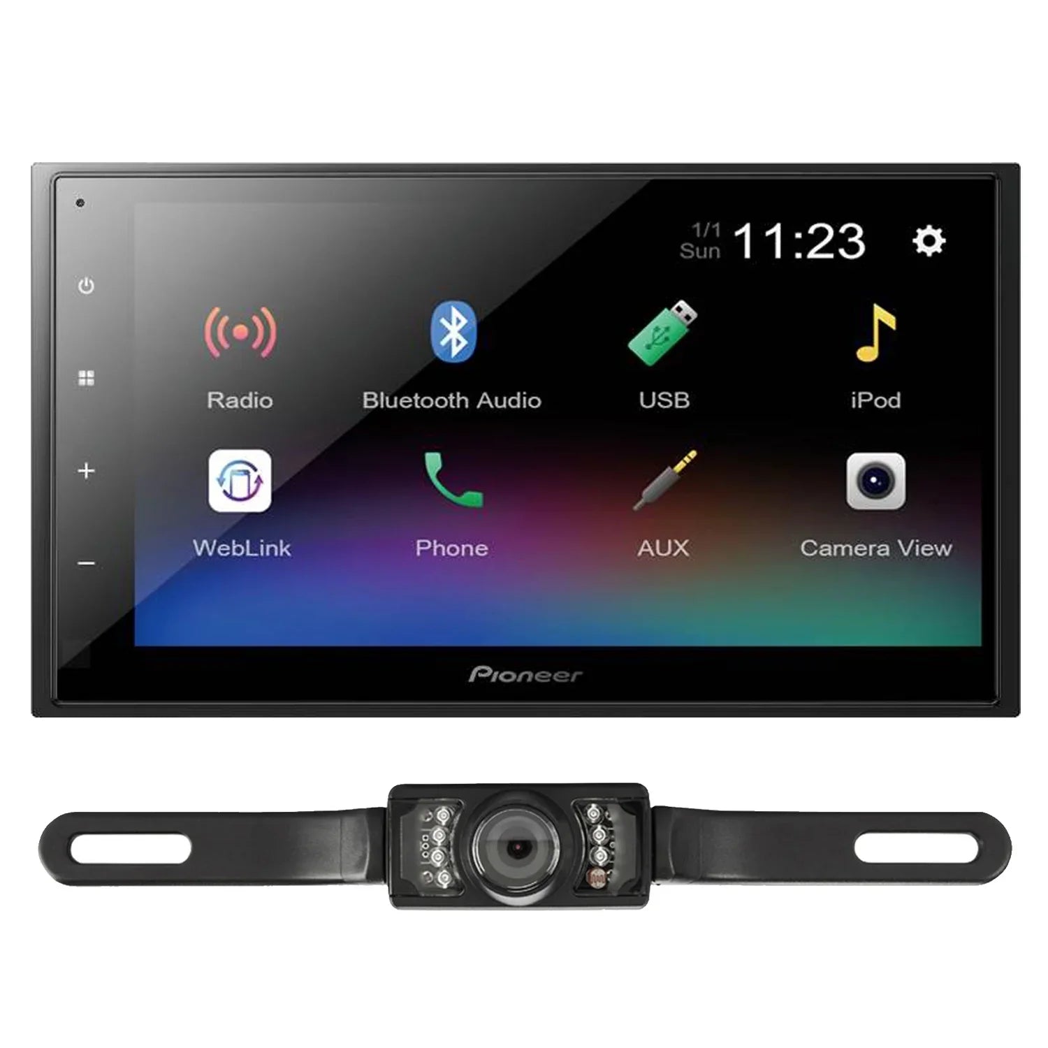 Pioneer -341EX 6.8" Digital Multimedia Receiver Bundled with License Plate Style Backup Camera