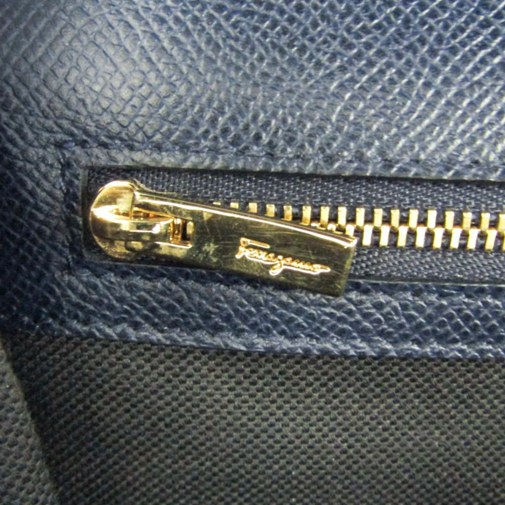 Pre-Owned Salvatore Ferragamo Vara -21 0011 Women's Leather Shoulder Bag Navy (Good)