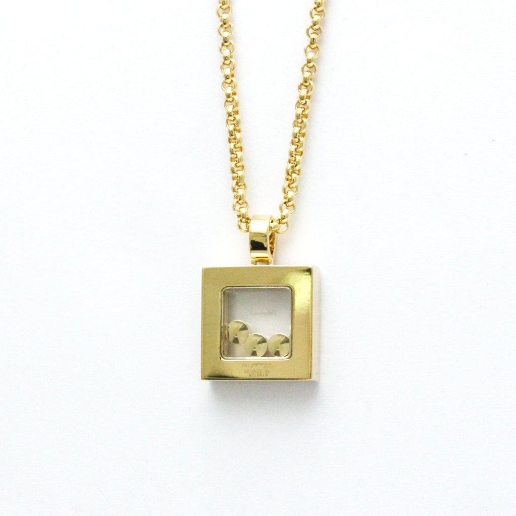 Pre-Owned Chopard Happy Diamonds Square Necklace 79/3210 Yellow Gold (18K) Diamond Men,Women Fashion Pendant Necklace (Gold) (Good)