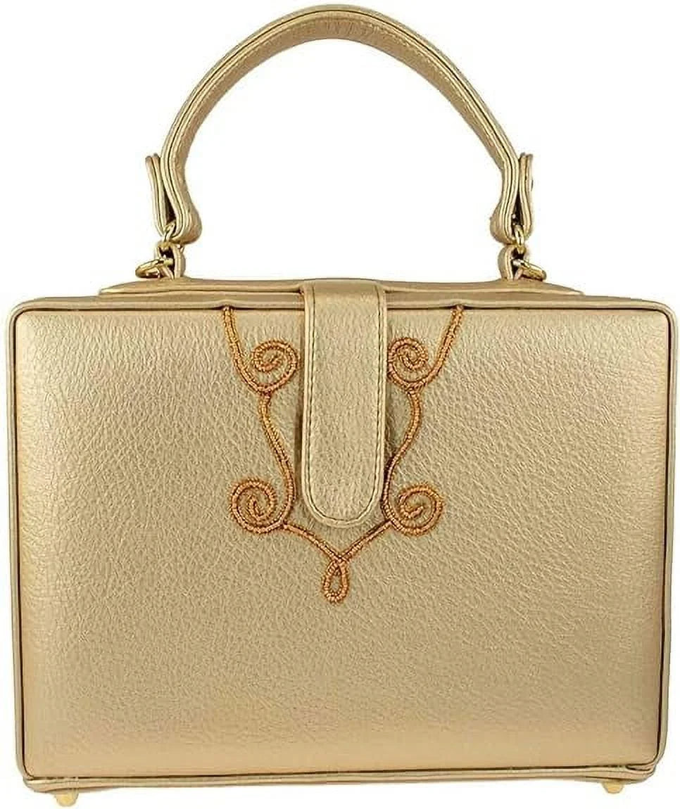 Mary Frances Christmas Carols Beaded Top Handle Song Book Handbag, Gold