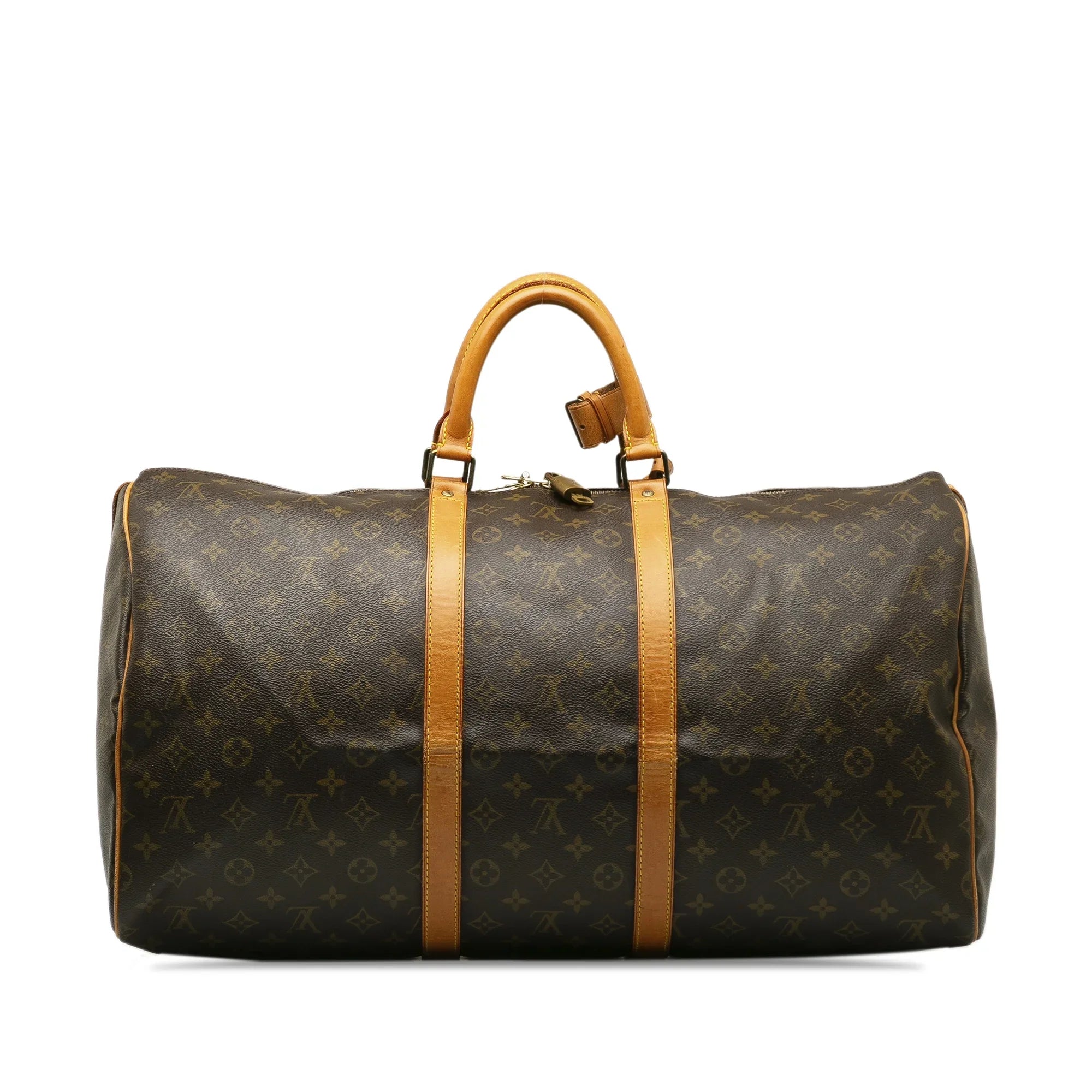 Pre-Owned Authenticated Louis Vuitton Monogram Keepall 55 Canvas Brown Travel Bag WeekenderBag Unisex (Fair)