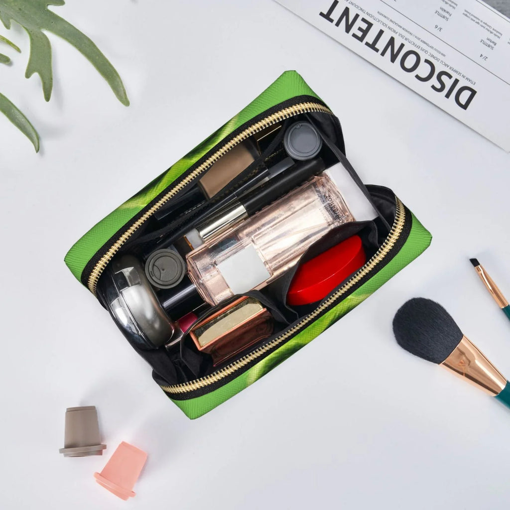 Green Grinch Cosmetic Bag Makeup Organizer Leather Portable Pouch Gift Travel Toiletry Bag Storage Purse