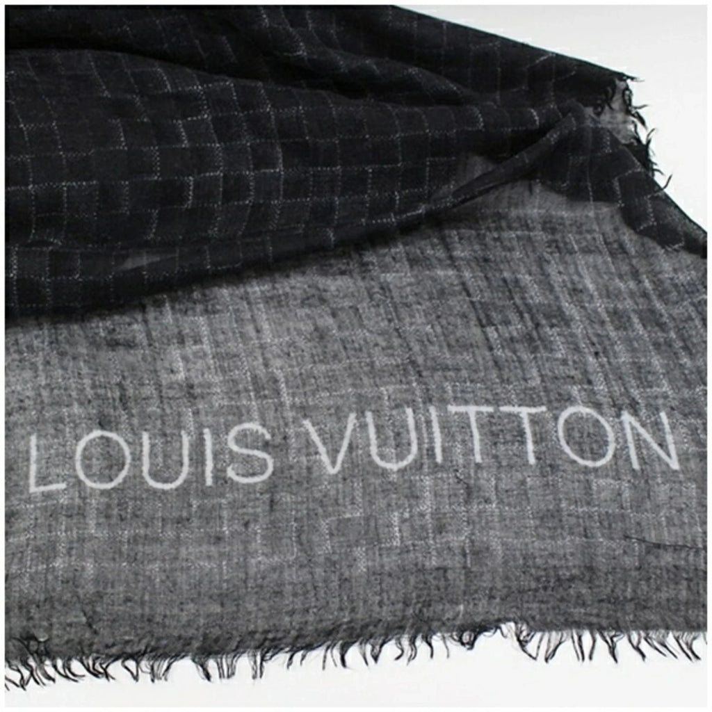 Pre-Owned Louis Vuitton Shawl Large Cashmere x Silk Black 401910 Women's (Good)