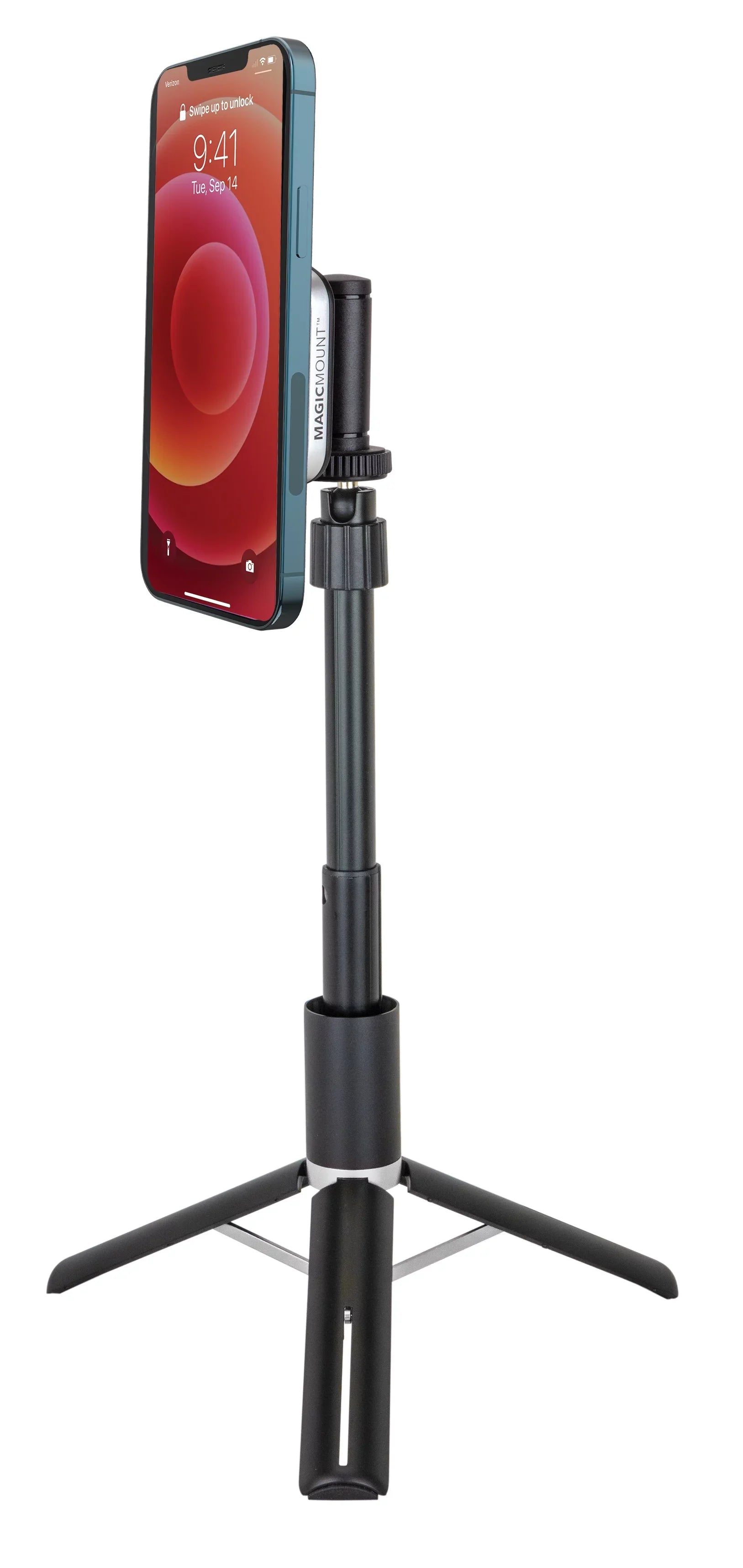 Scosche - MagicMount Pro 2 Tripod/Selfie Stick Phone Mount with Adjustable Arm, Black