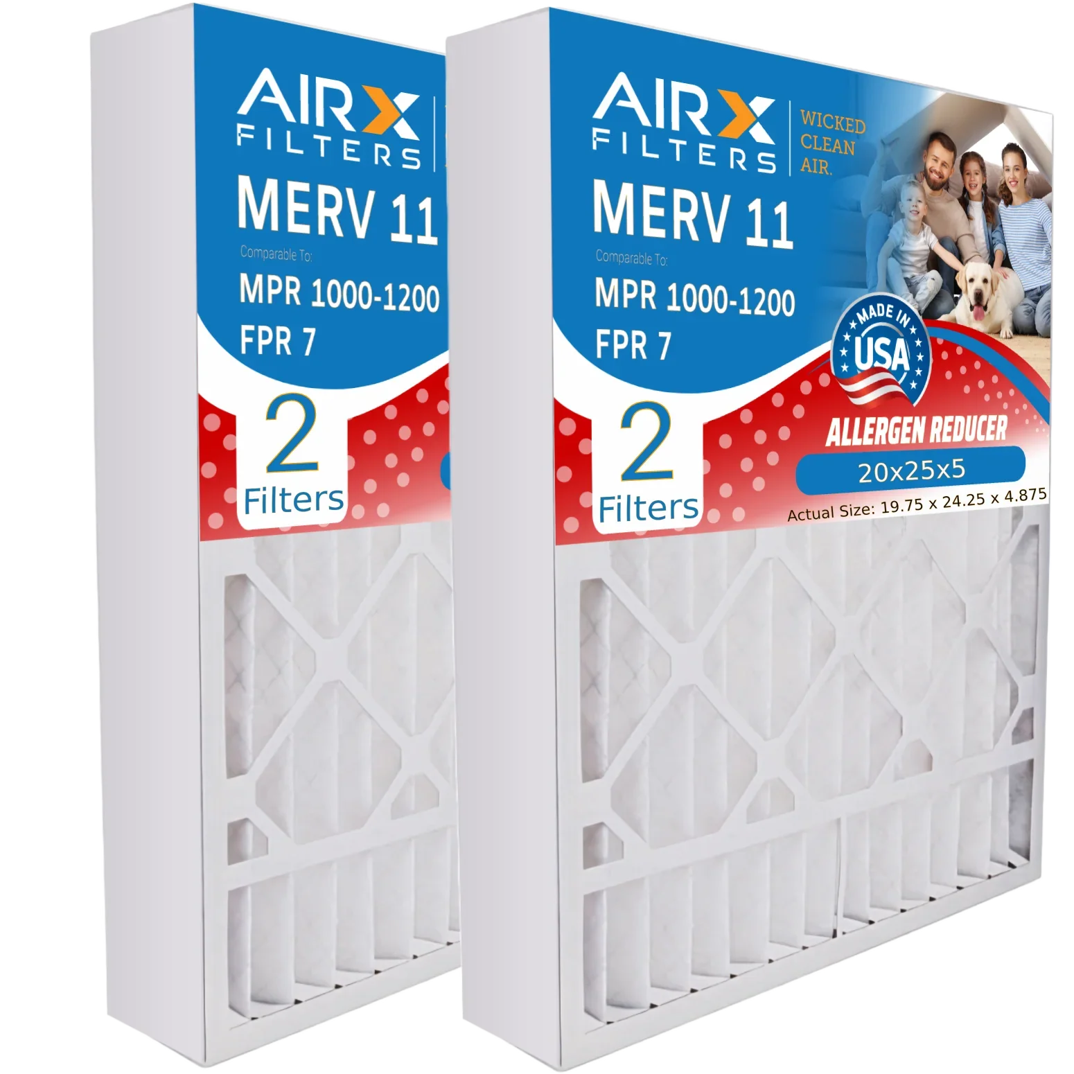 20x25x5 Air Filter  11 Comparable to  1000,  1200 &  7 Compatible with Air Bear 255649-102 Premium  Made 20x25x5 Furnace Filter 2 Pack by     .