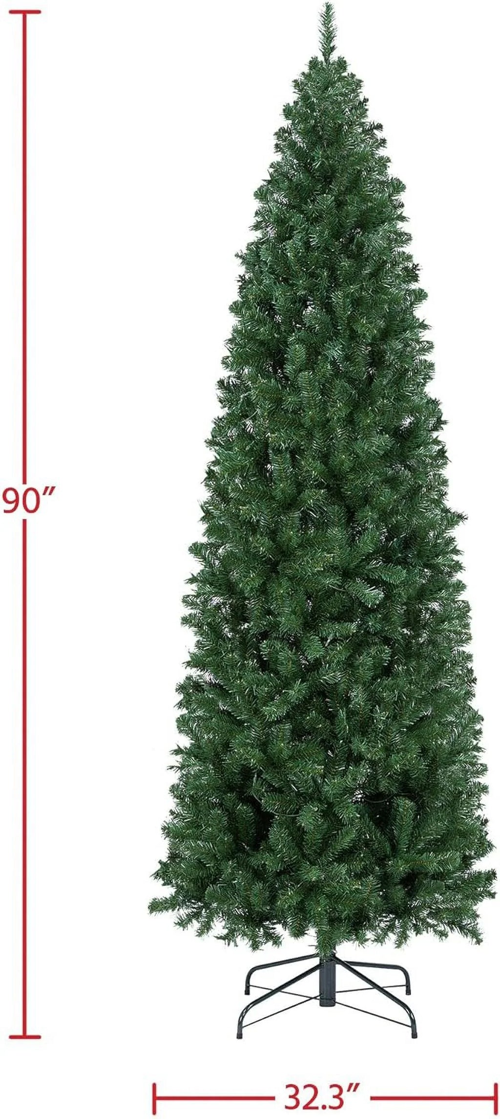 Artificial Christmas Tree Kingswood Fir Pencil Tree Includes Foldable Stand Holiday Decoration Slim Tree, 7.5Ft Green