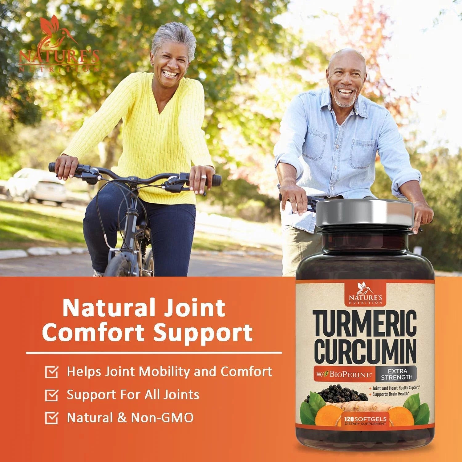 Turmeric Curcumin with BioPerine 95% Standardized Curcuminoids 1500mg Black Pepper Extract for Max Absorption, Premium Joint Support, Nature's Tumeric Herbal Supplement, Non-, Vegan - 120 Capsules