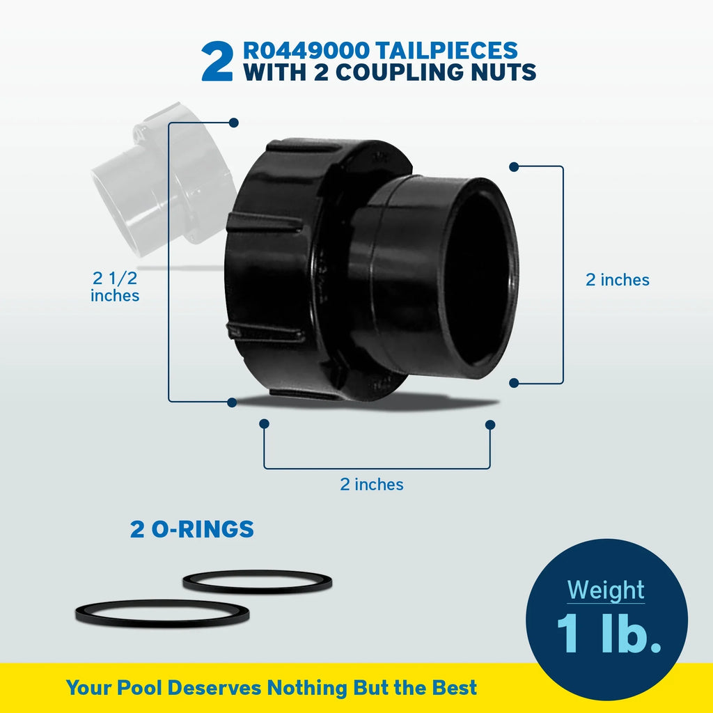 Zodiac Tail Piece w/-Ring & Coupling Nut for Jandy Pool/Spa Heaters
