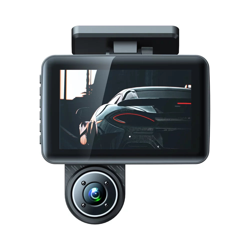 Htovila 3 Cameras Dash Cam 4in Clear Car Rearview Mirror Car Video Recording Wide Angle Car Recorder Auto Safety Driving Recorder