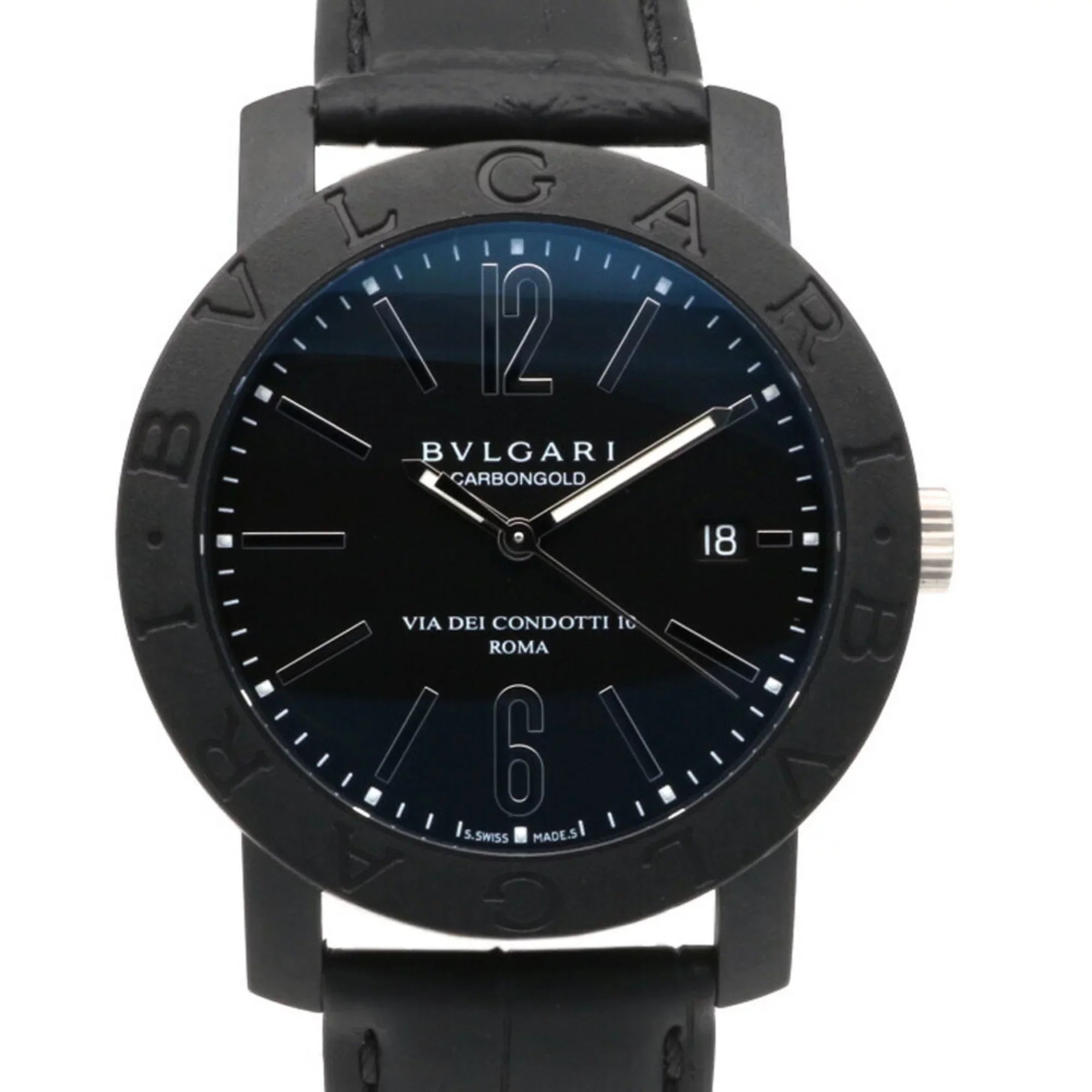 Pre-Owned Bvlgari  carbon watch  self-winding men's (Good)
