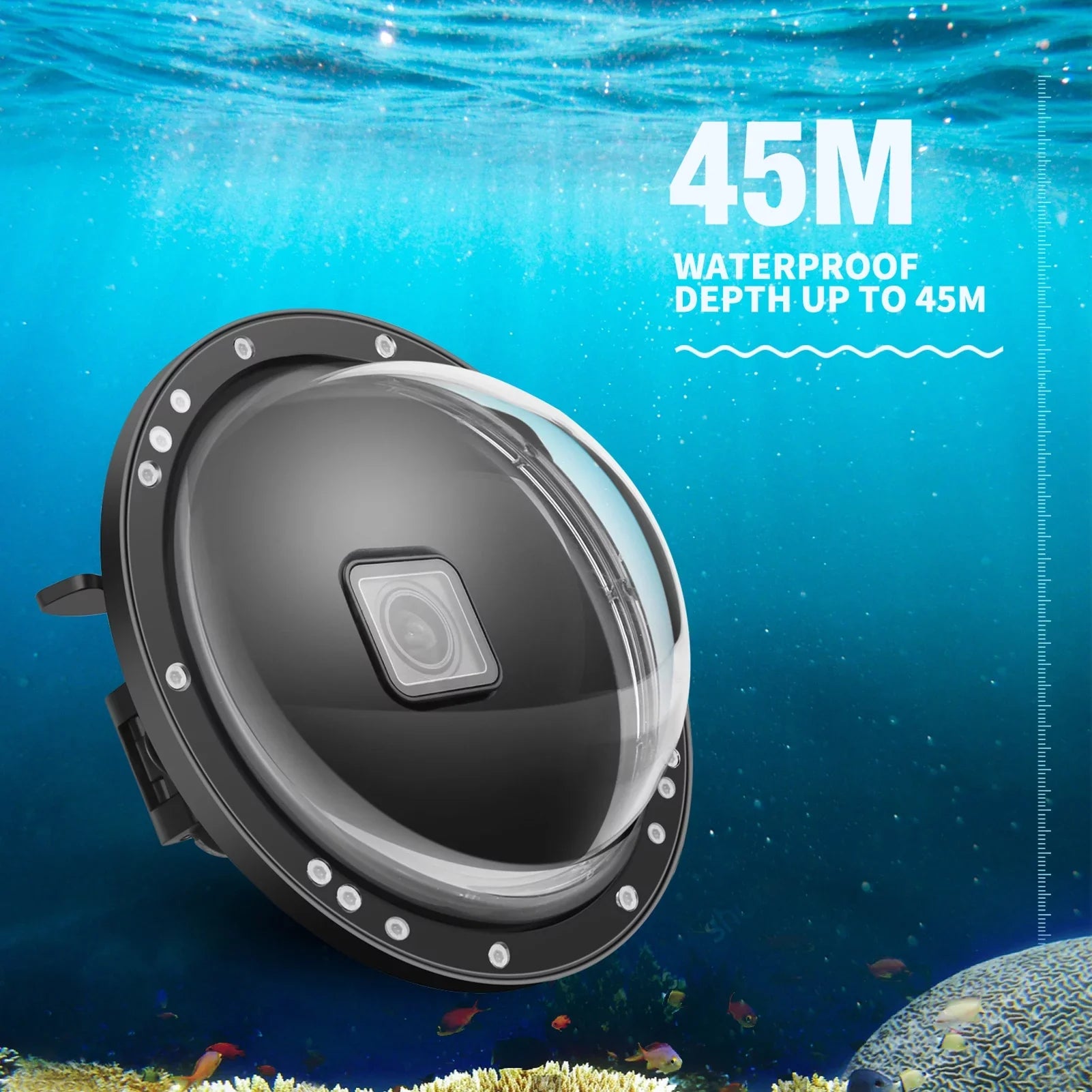Waterproof Dome Port Case for  9 Black and  10SHOOT , Dual Handle, 45m Waterproof, 180° Wide Angle