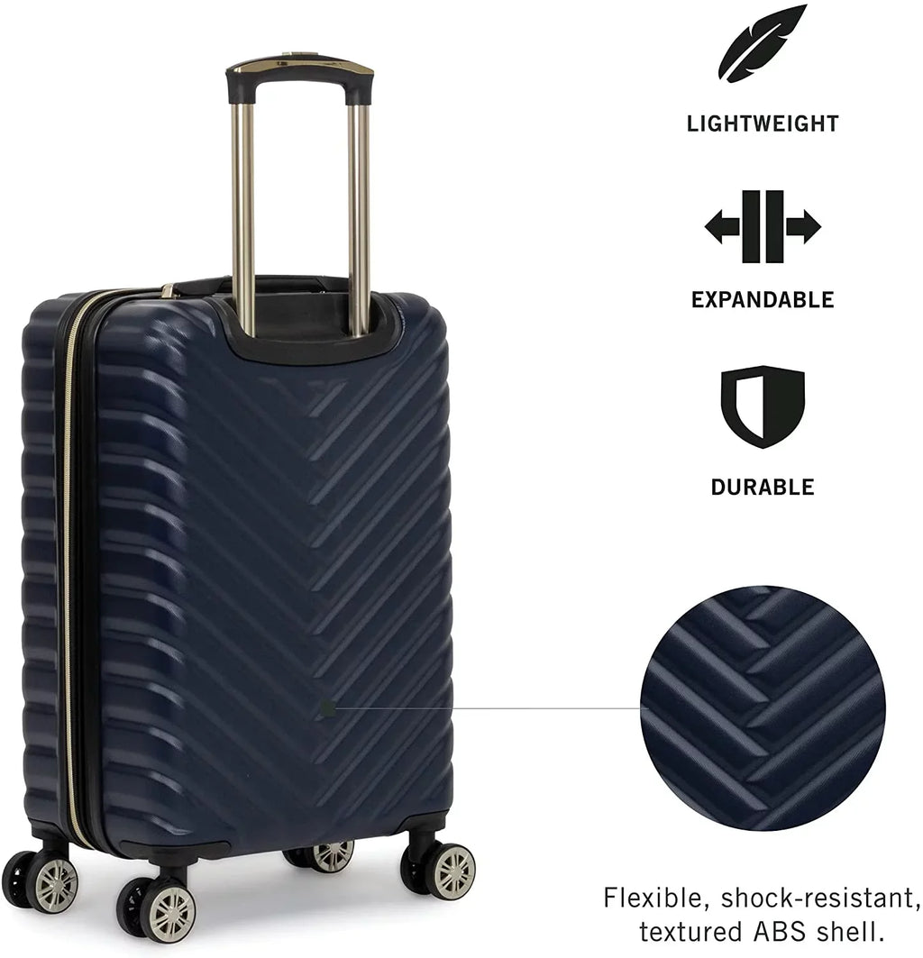 Kenneth Cole  Madison Square Lightweight Hardside Chevron Expandable Spinner Luggage, Navy, 28-Inch Checked 28-Inch Checked Navy