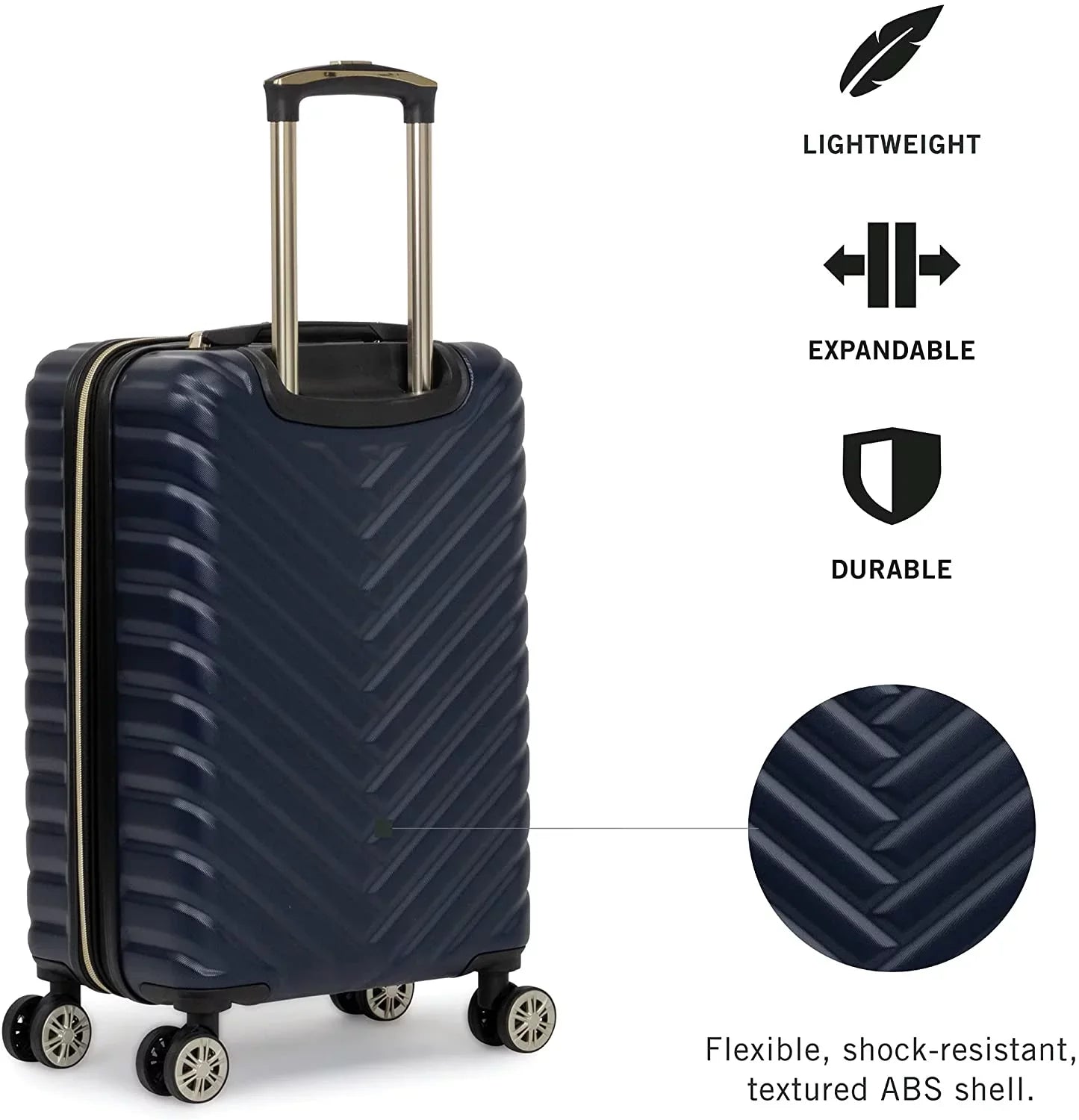 Kenneth Cole  Madison Square Lightweight Hardside Chevron Expandable Spinner Luggage, Navy, 28-Inch Checked 28-Inch Checked Navy