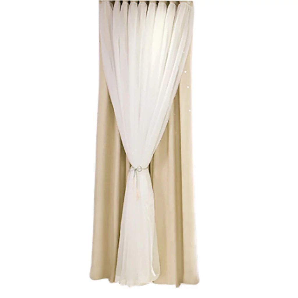 Starry Sky Sheer Curtain Tulle Window Treatment Voile Drape Valance Double-deckLight linen tulle curtains