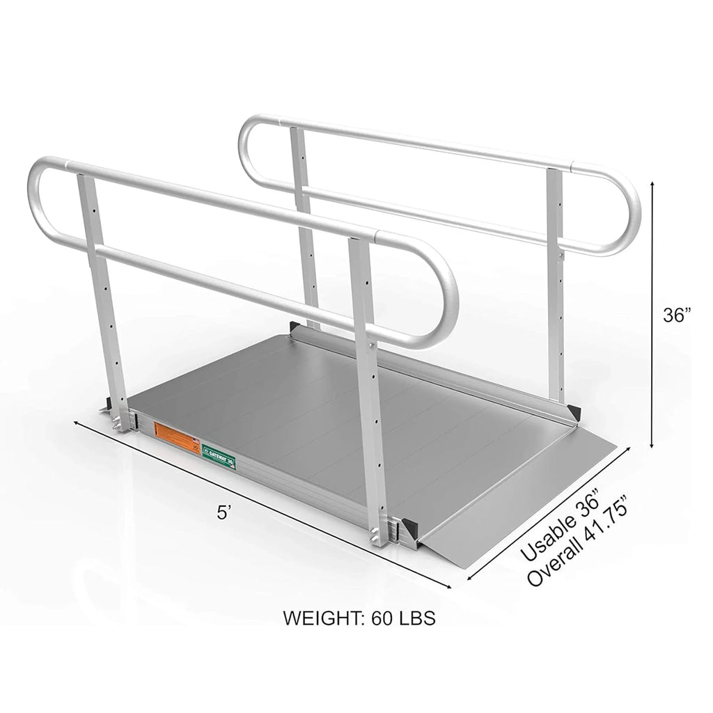 '-  3G 5 Foot Portable Wheelchair Ramp w/2 Line Handrails