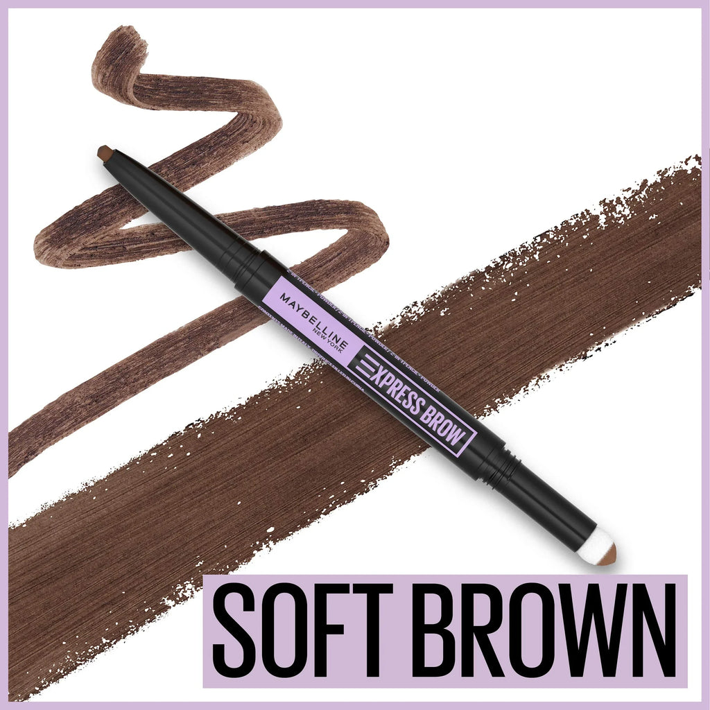 Maybelline New York Maybelline Express Brow 2-In-1 Pencil And Powder, Soft Brown, 0.02 Fl. Ounce, 255 Soft Brown, 0.02 Fluid_Ounces (Pack Of 2)