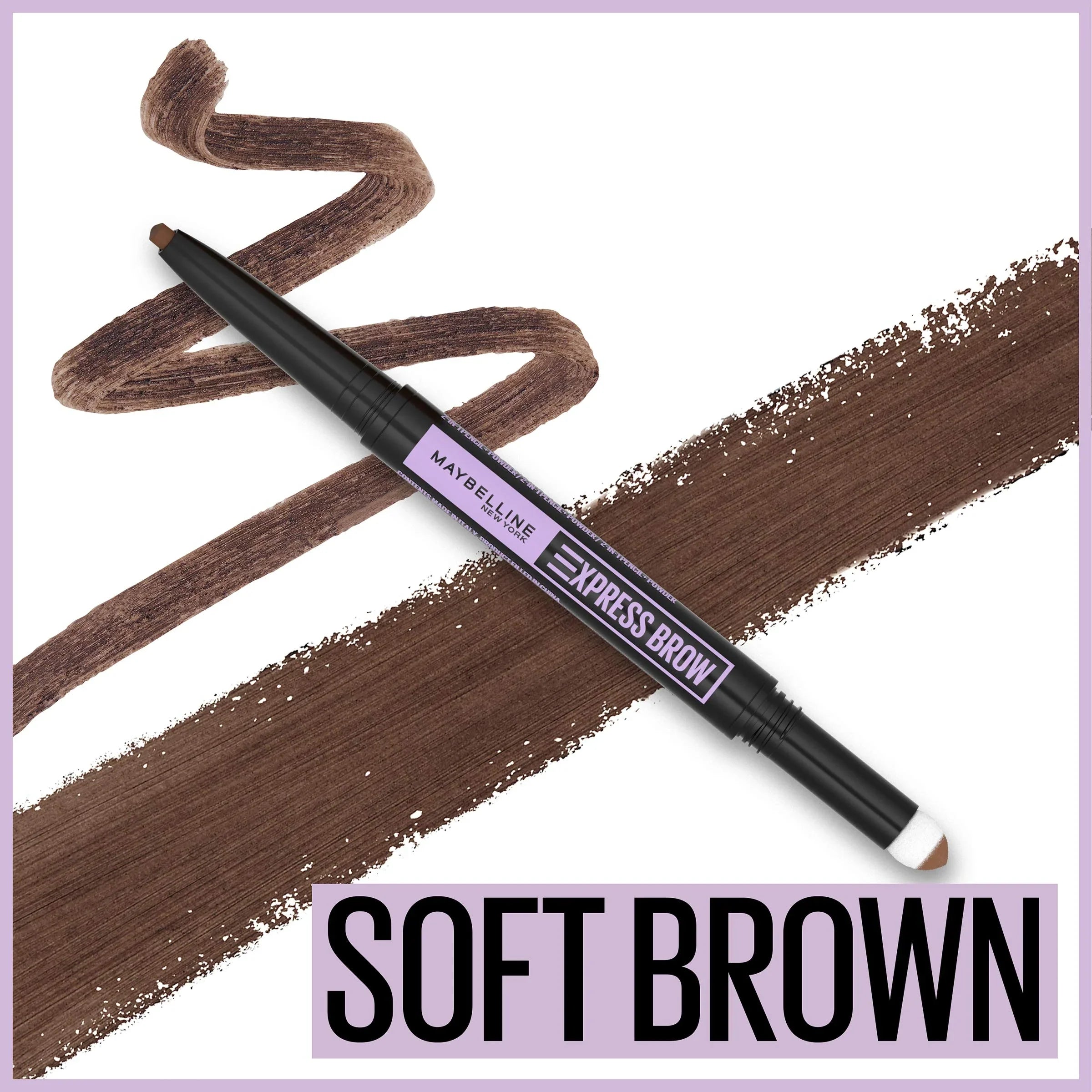 Maybelline New York Maybelline Express Brow 2-In-1 Pencil And Powder, Soft Brown, 0.02 Fl. Ounce, 255 Soft Brown, 0.02 Fluid_Ounces (Pack Of 2)