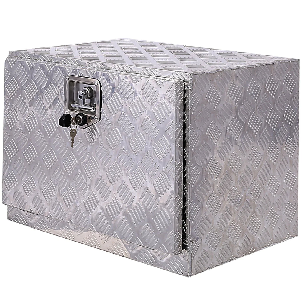 Jarbalai 24 inches Aluminum Tool Box, Truck Bed Tool Box, Outdoor Trailer Pickup Storage Tool Box,  Storage Organizer, Underbody Box w/ Lock Keys, Silver