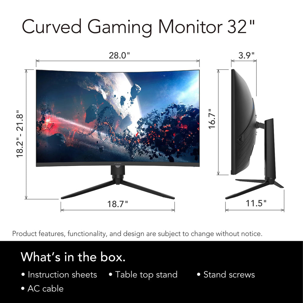 Funai 32"  Curved 240Hz, 1ms, , ,  FreeSync™ Premium Enabled Gaming Monitor (-32C545)