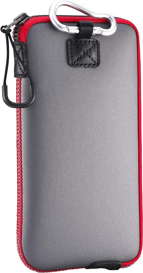 OneJoy Neoprene Cell Phone Pouch, Large Zipper Opening, Lightweight & Protective Phone Sleeves for iPhone Durable Phone Carrier Bag, Thermal Carrying Phone Pouch with Inner Pocket [GreyRed]