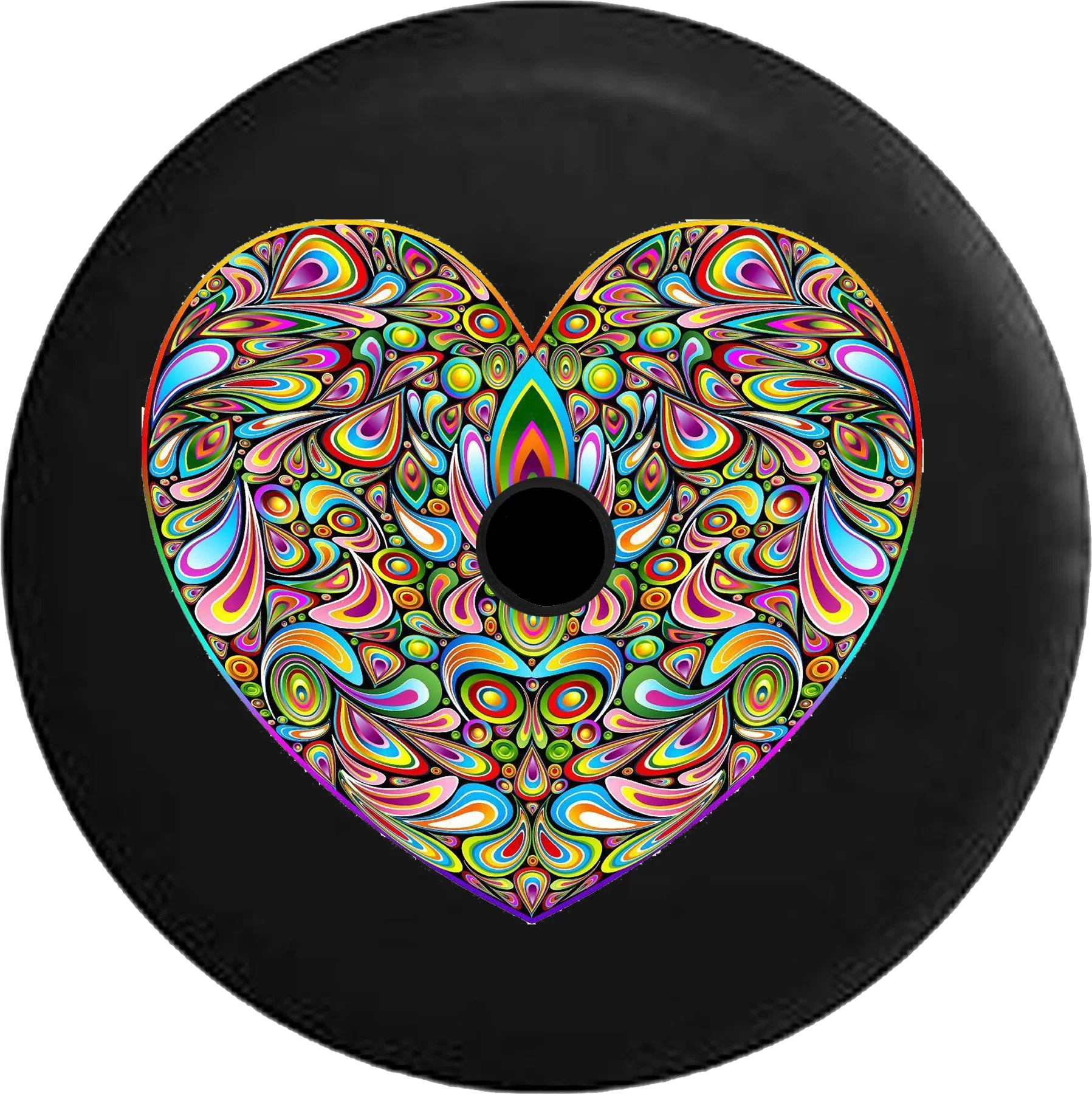 2018 2019 Wrangler  Backup Camera Psycodelic Heart Hippie Love Spare Tire Cover for Jeep  32 Inch