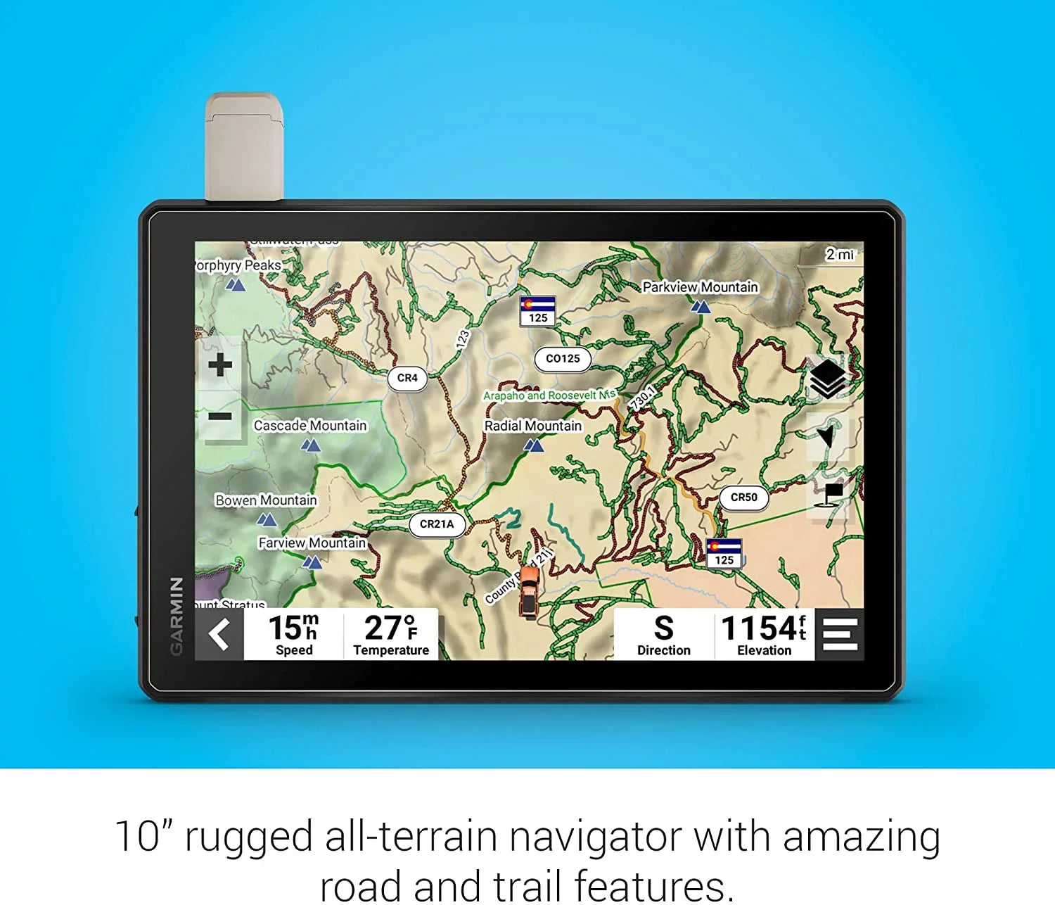 Garmin 010-02509-00 Tread  Overland Edition 10" All-Terrain  Navigator Bundle with Deco Gear Power Bank 8000 mAh Digital Display + Wagan  Brite-Nite Dome Lantern Flashlight