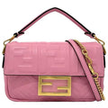 Pre-Owned Fendi Baguette Small Pink Gold 8BS017 Leather   Shoulder Bag  Embossed Ladies Chain (Like New)