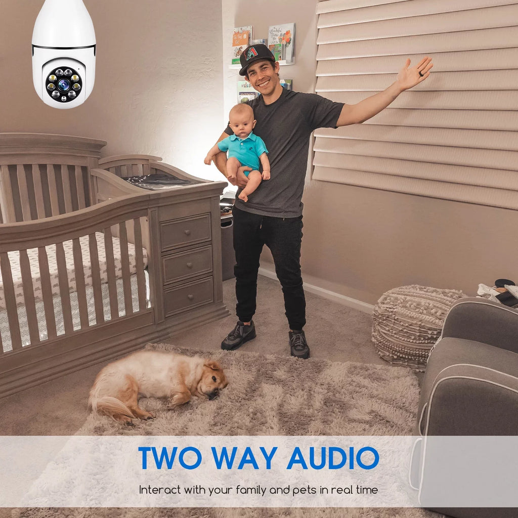 JahyShow 5GHz  Light Bulb Camera, 1080P Home Surveillance Cameras Wireless  with 360 Degree Panoramic View Lens, Night Vision, Remote Viewing, Motion Detection, Two Way Audio (2 Pack)