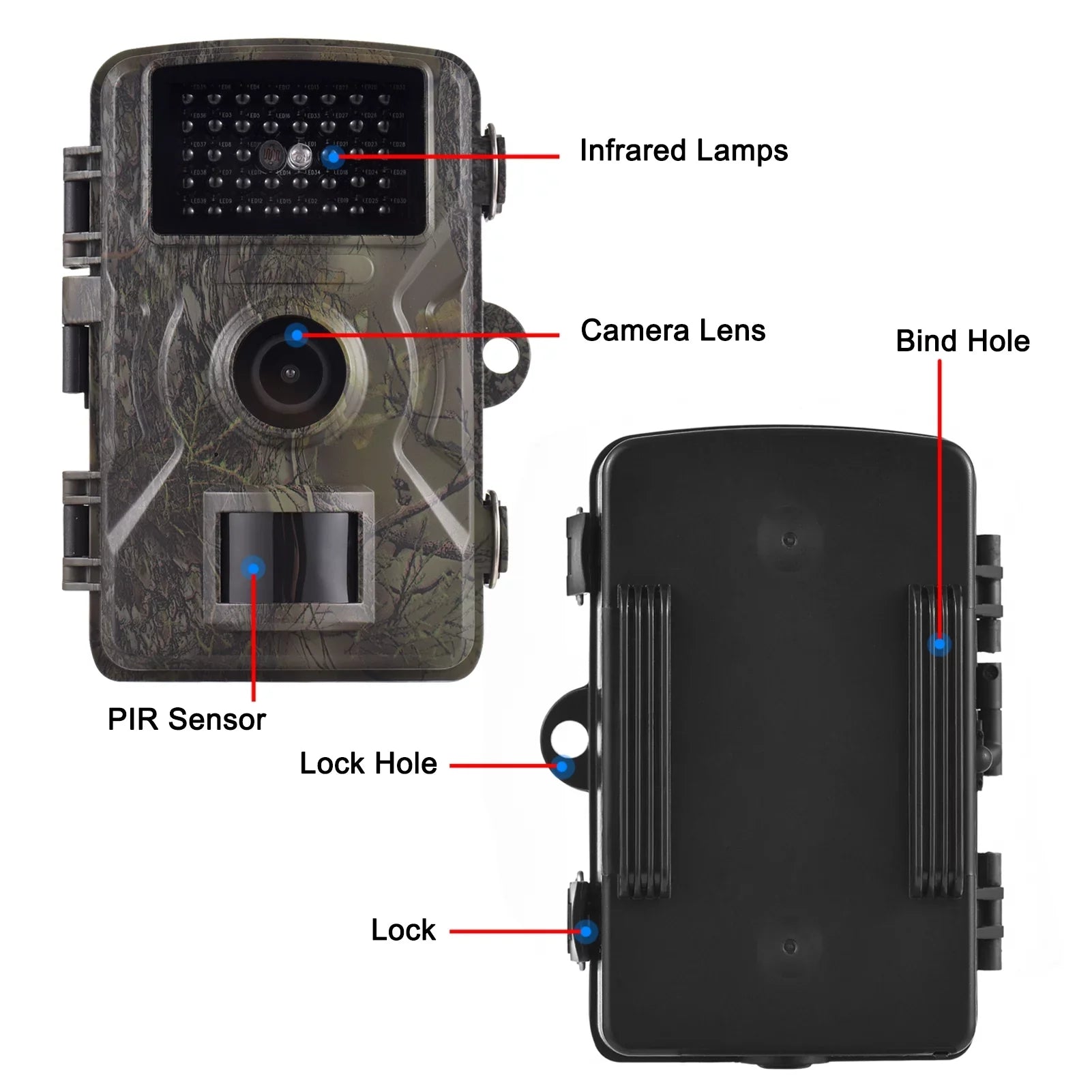 Eccomum 1080P Trail Camera 16MP Wildlife Camera Tracking Camera with 2.0 Inch  Color Screen 0.8s Trigger Time Supports Infrared Night Vision Motion Activated  Waterproof