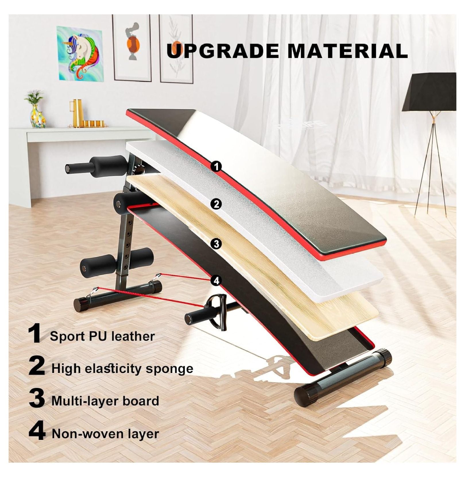 Sit Up Bench For Workouts Decline Bench Press, Adjustable Abdominal Training Workout Bench Folding Utility Bench Slant Board, Portable Home Gym Exercise Equipment