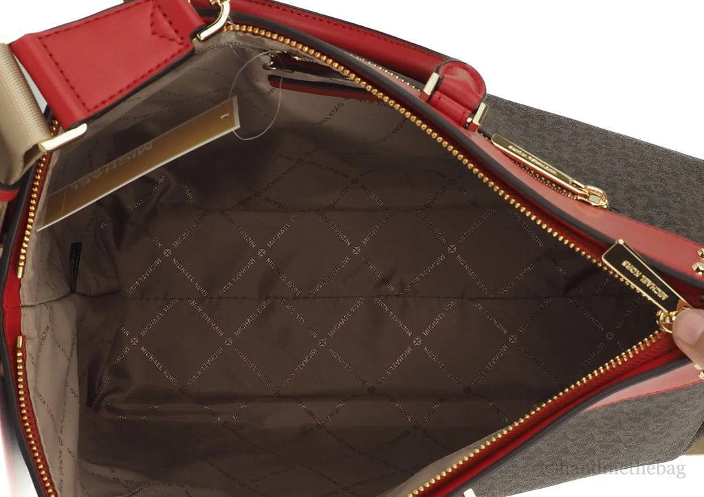 Michael Kors Travel Large Flame Signature Pvc Top Zip North South Tote Handbag