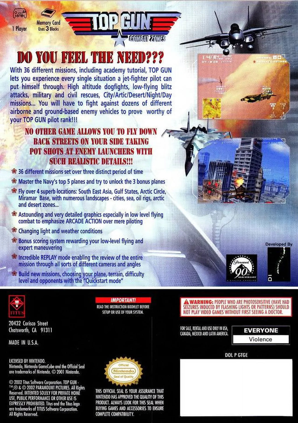 Top Gun Combat Zones Gamecube Item and Box