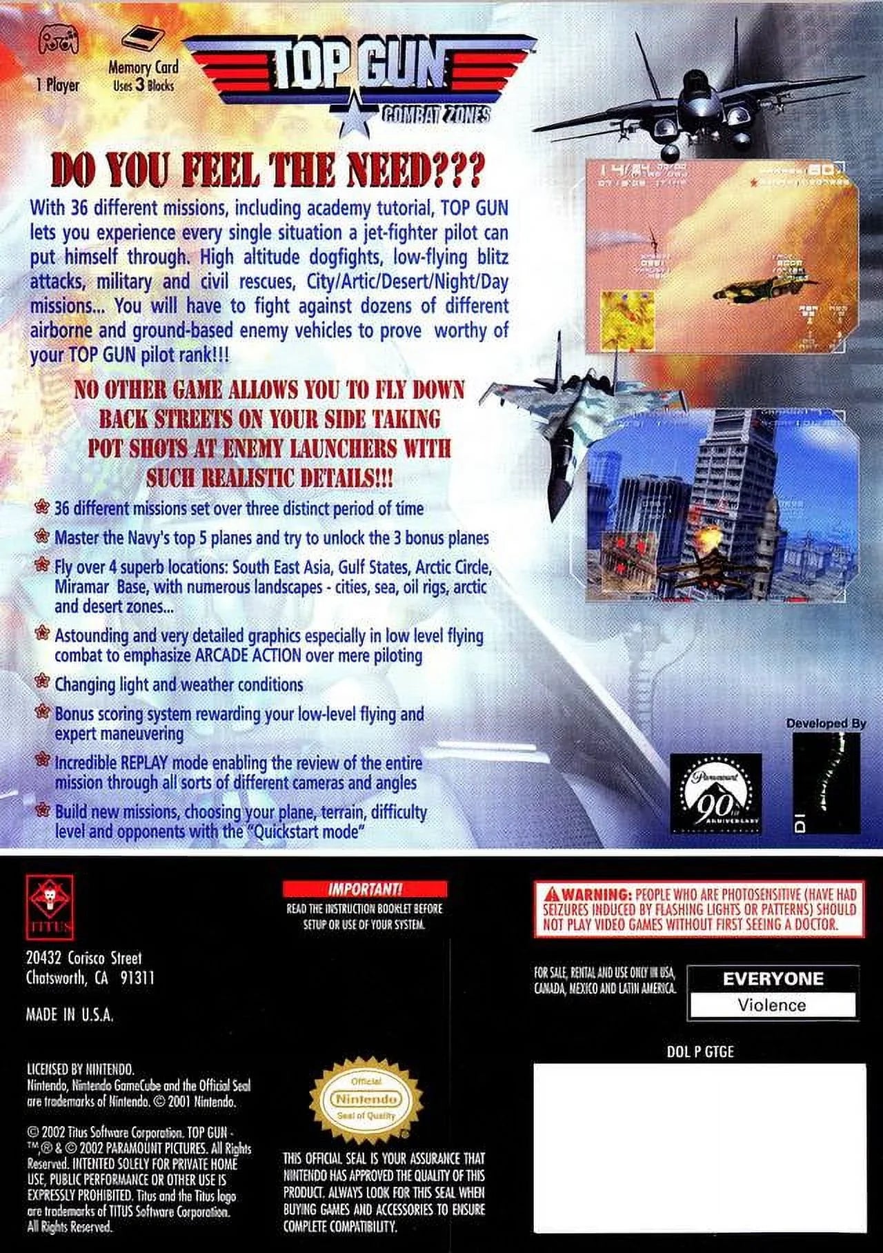 Top Gun Combat Zones Gamecube Item and Box