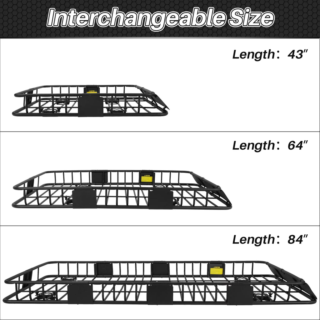 84"x 39"x 6" Universal Roof Rack Cargo Extension Car Top Luggage Holder Carrier Basket  Camping, Black