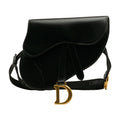 Pre-Owned Authenticated Dior Saddle Belt Bag Calf Leather Black Unisex (Good)