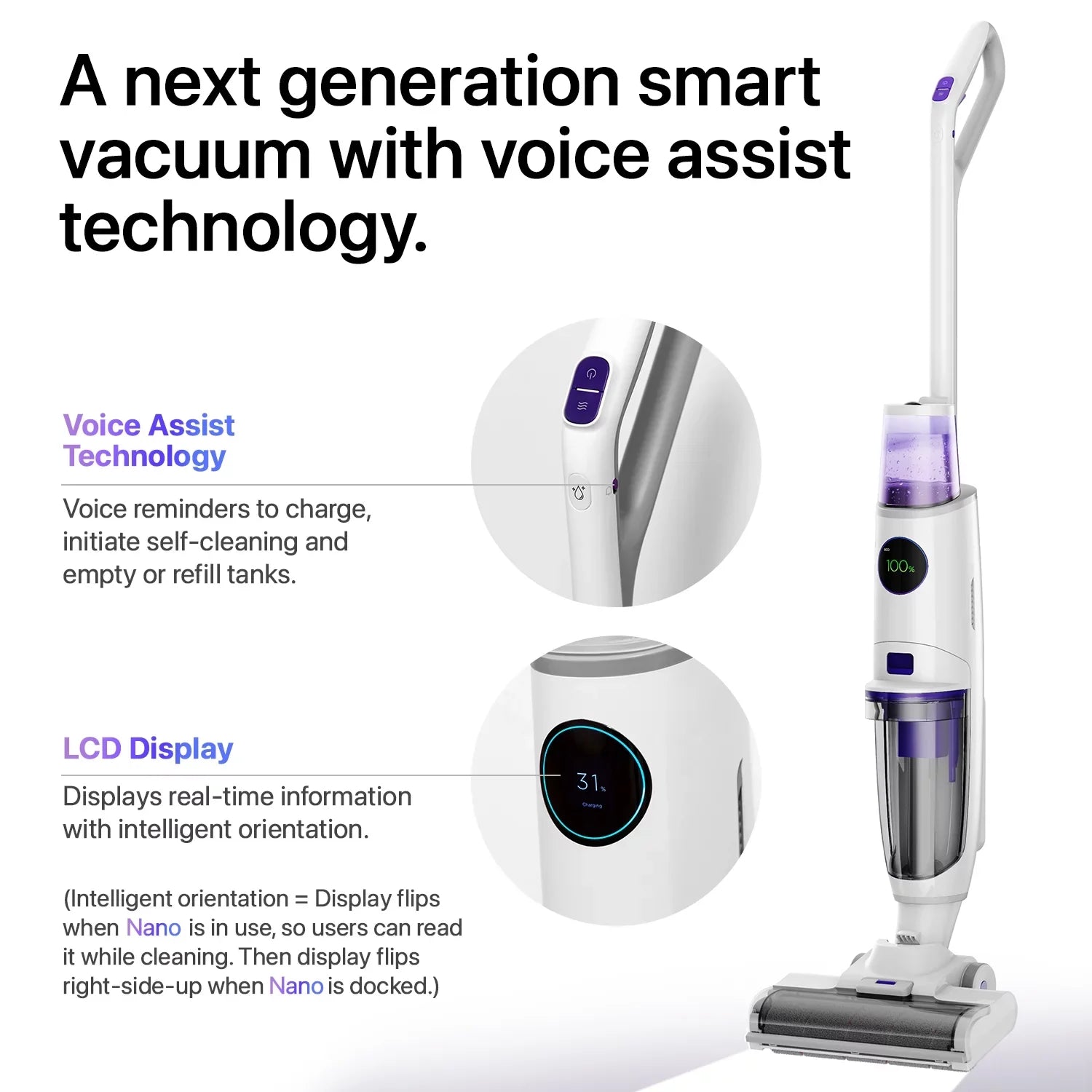 Lunaglow Nano 3 in 1 Wet & Dry Vacuum Cleaner with Self-cleaning technology