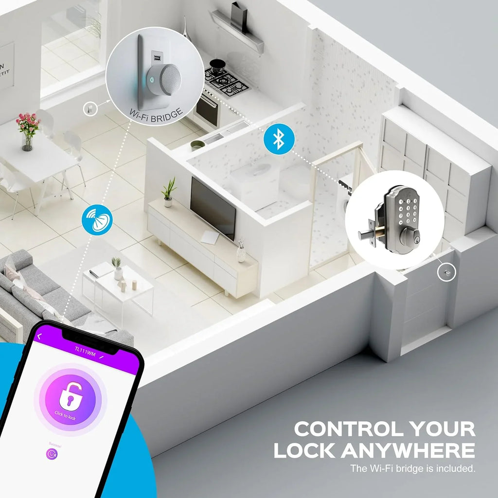 TurboLock  Keyless Entry Door Lock Smart Deadbolt with Electronic Keypad for Front Door Home Mobile App Brushed Nickel