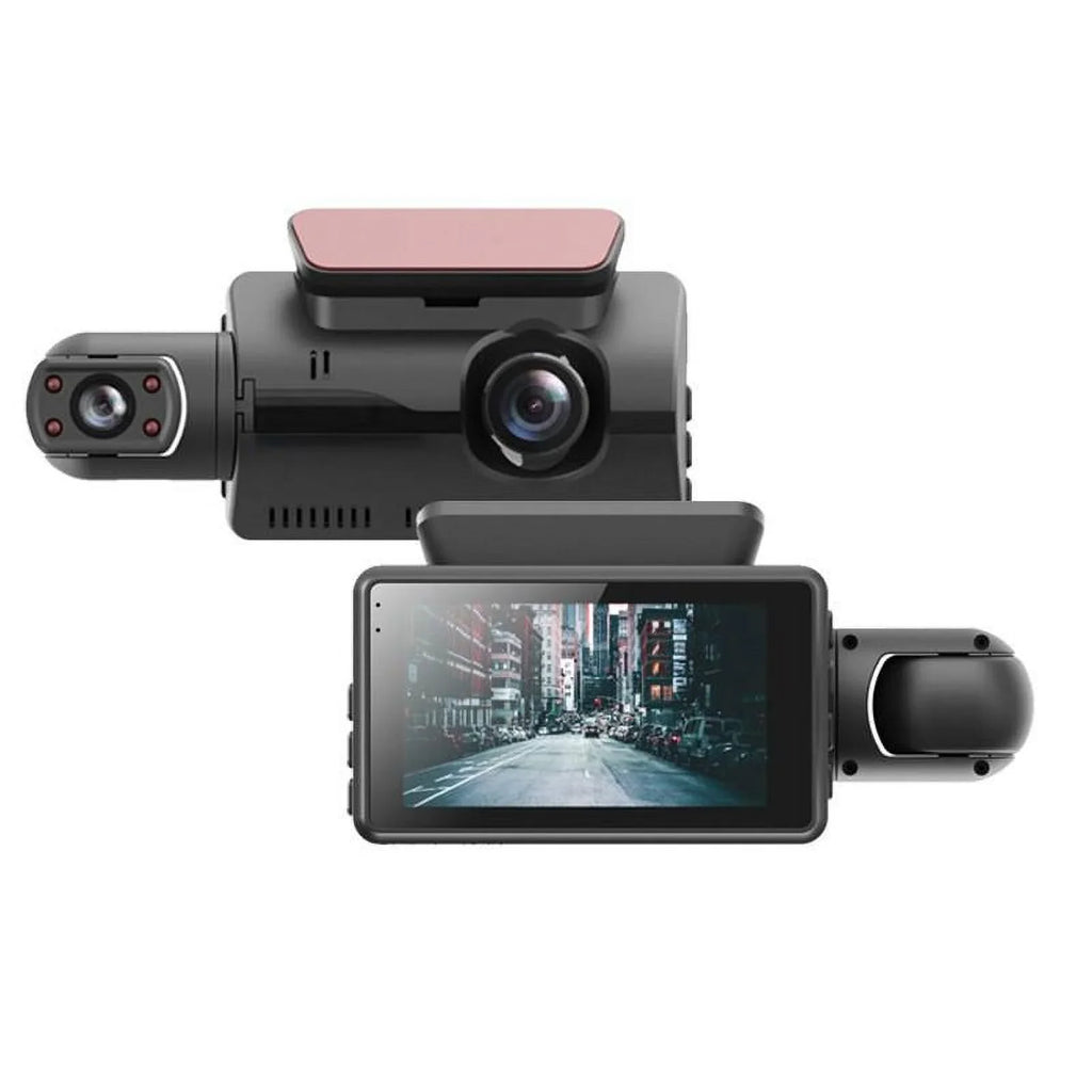 1080P  Dash Cam Front And Rear And Interior 3 Cameras With  Dual Lens Car  Night DashCam Vehicle Camera Auto