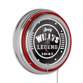 Neon Wall Clock-Jeep Willys Legend Black Double Rung Analog Clock with Pull Chain-Pub, Garage, or Man Cave Accessories (Red)