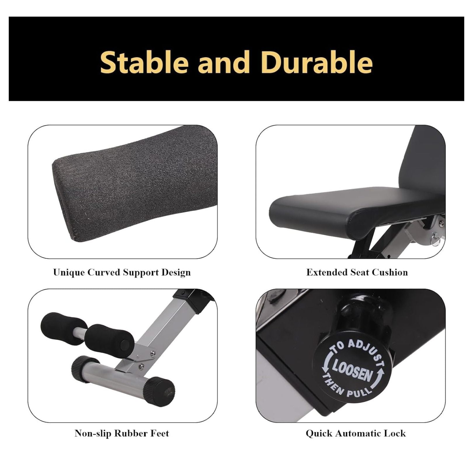 Adjustable Weight Bench Foldable Workout Bench Press for Full Body, Strength Training Decline Incline Bench for Home Gym