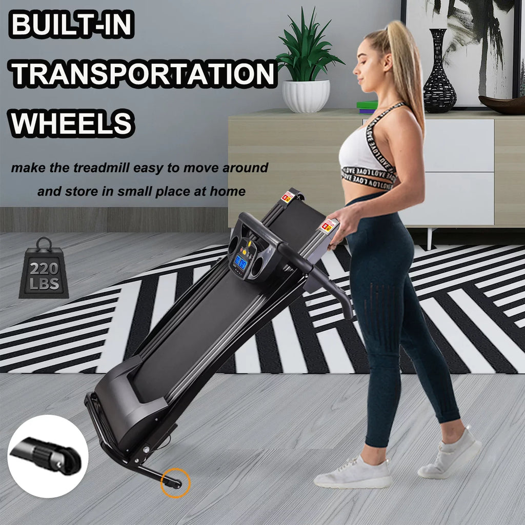 Foldable Electric Treadmill w/ display,Pulse Sensor,Cup Holder and Safety Key for Home Office Fitness Walking Jogging Running Exercise