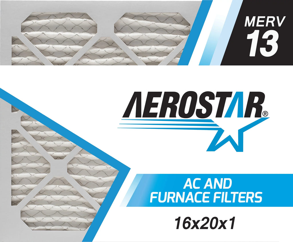 Aerostar 16x20x1  13 Pleated Air Filter,  Furnace Air Filter, 4 Pack
