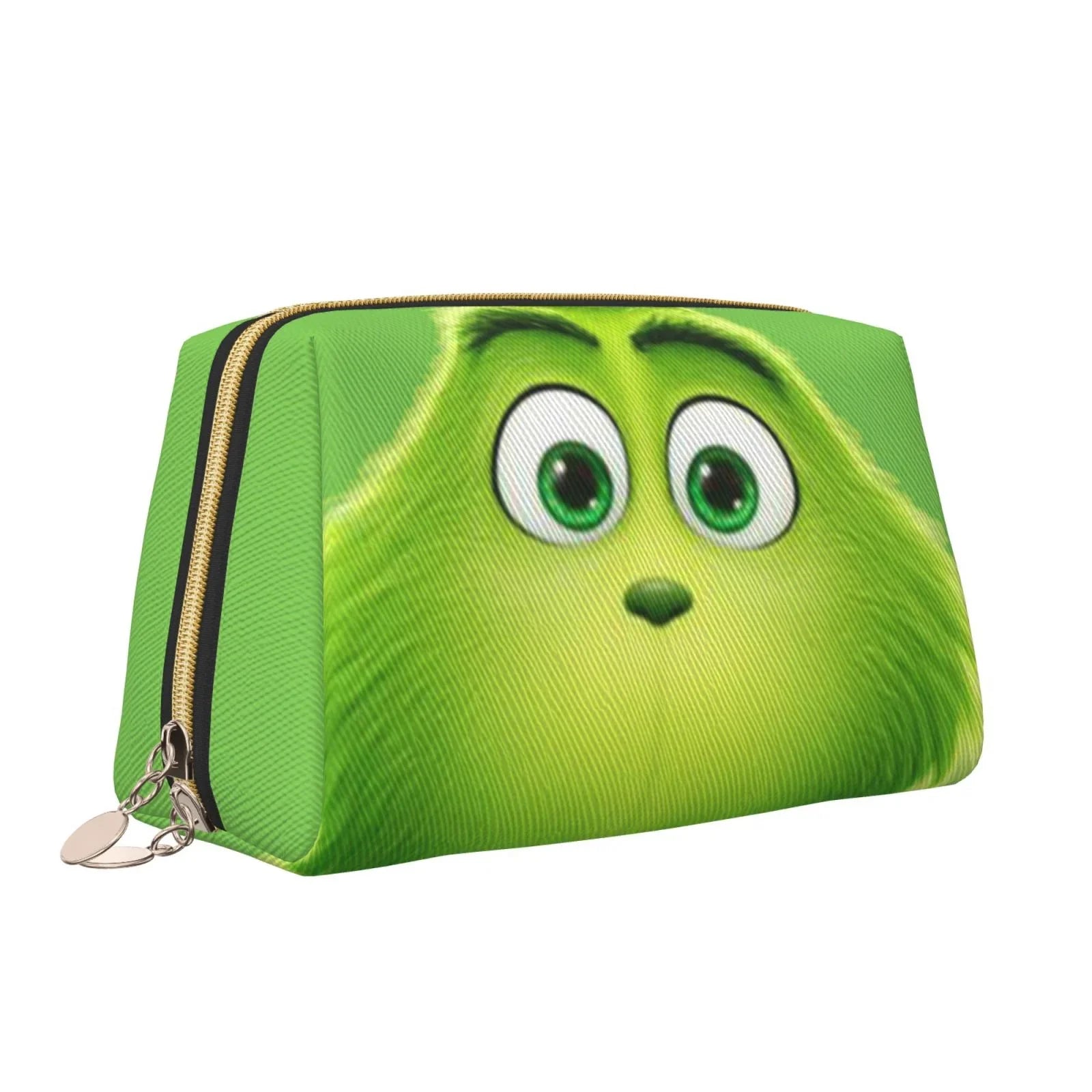 Green Grinch Cosmetic Bag Makeup Organizer Leather Portable Pouch Gift Travel Toiletry Bag Storage Purse