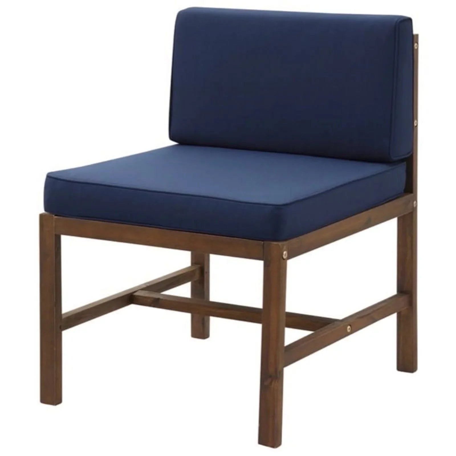 Walker Edison Modular Acacia Solid Wood Patio Side Chair - Dark Brown/Navy Blue