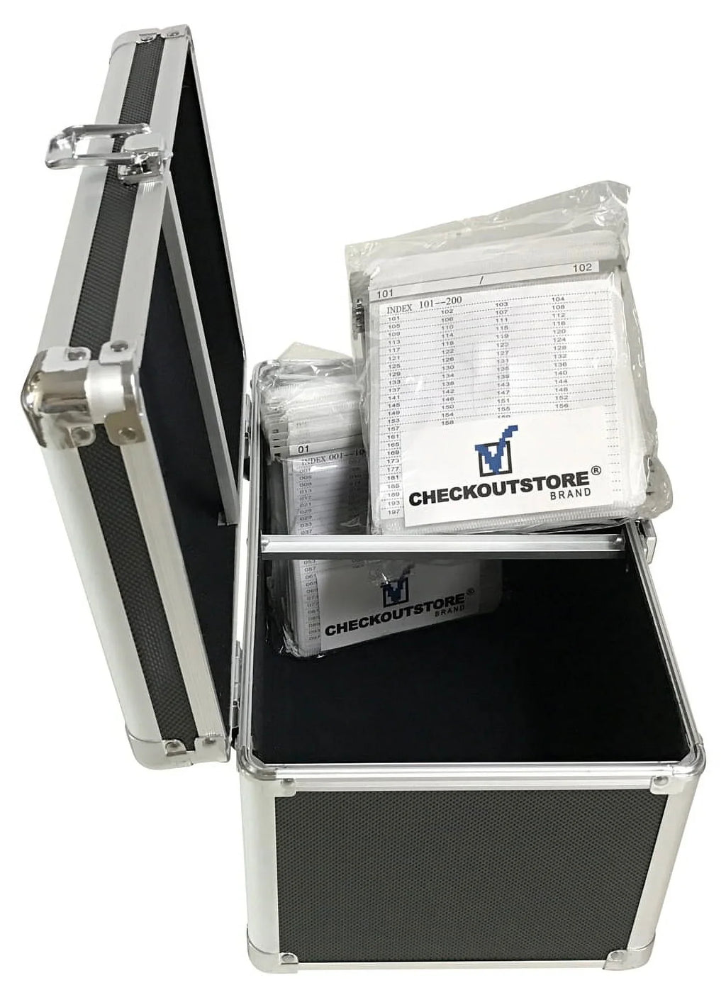 CheckOutStore Black Aluminum / Hanging Sleeves Storage Box (Holds 200 Discs)