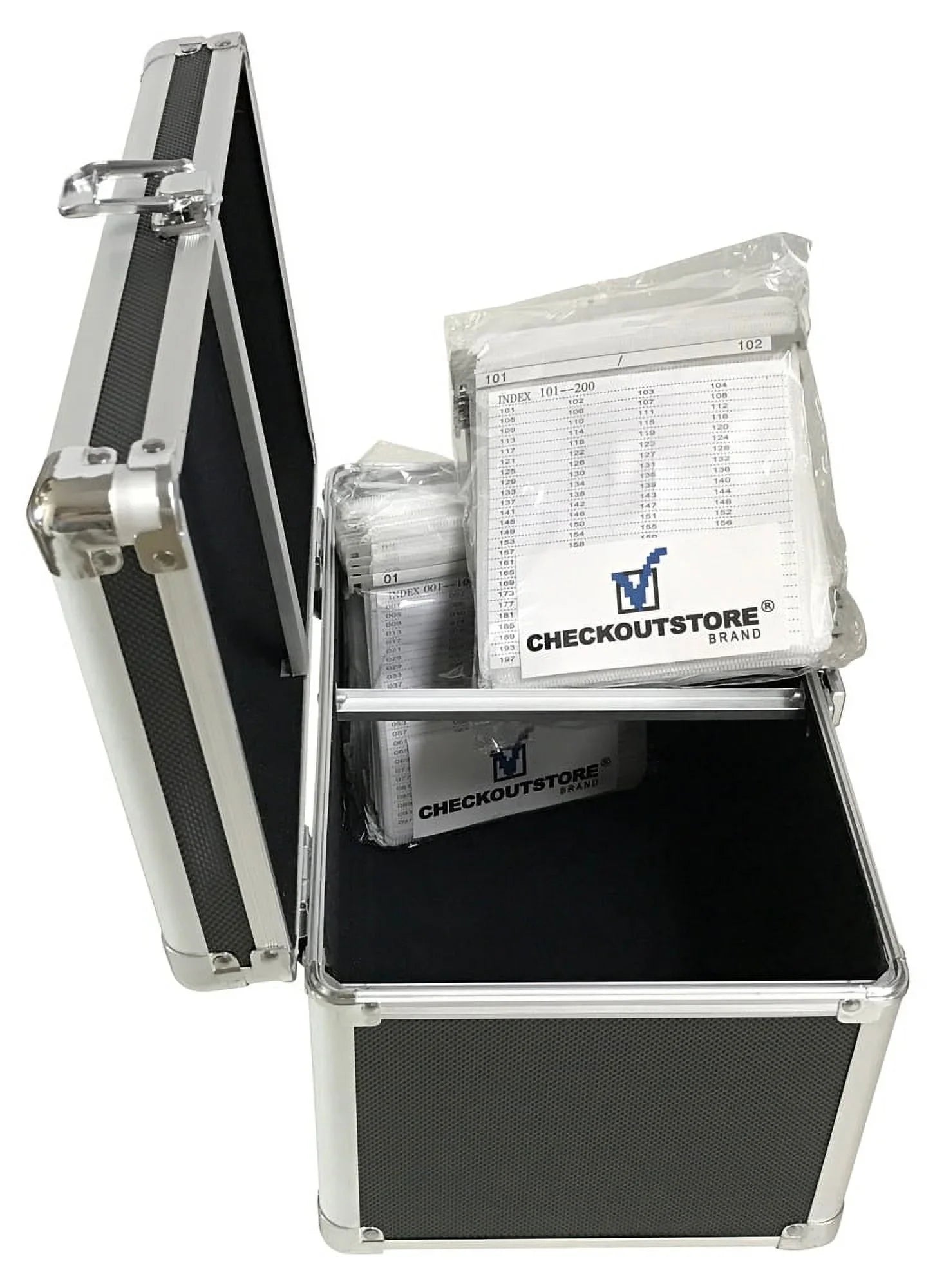 CheckOutStore Black Aluminum / Hanging Sleeves Storage Box (Holds 200 Discs)