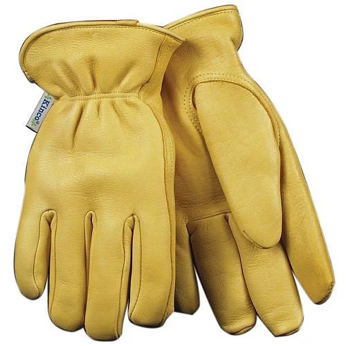 Kinco 90HKW- Women's Lined Grain Deerskin Gloves, Heat Keep Lining, Double Shirred Elastic Back, Small, Golden