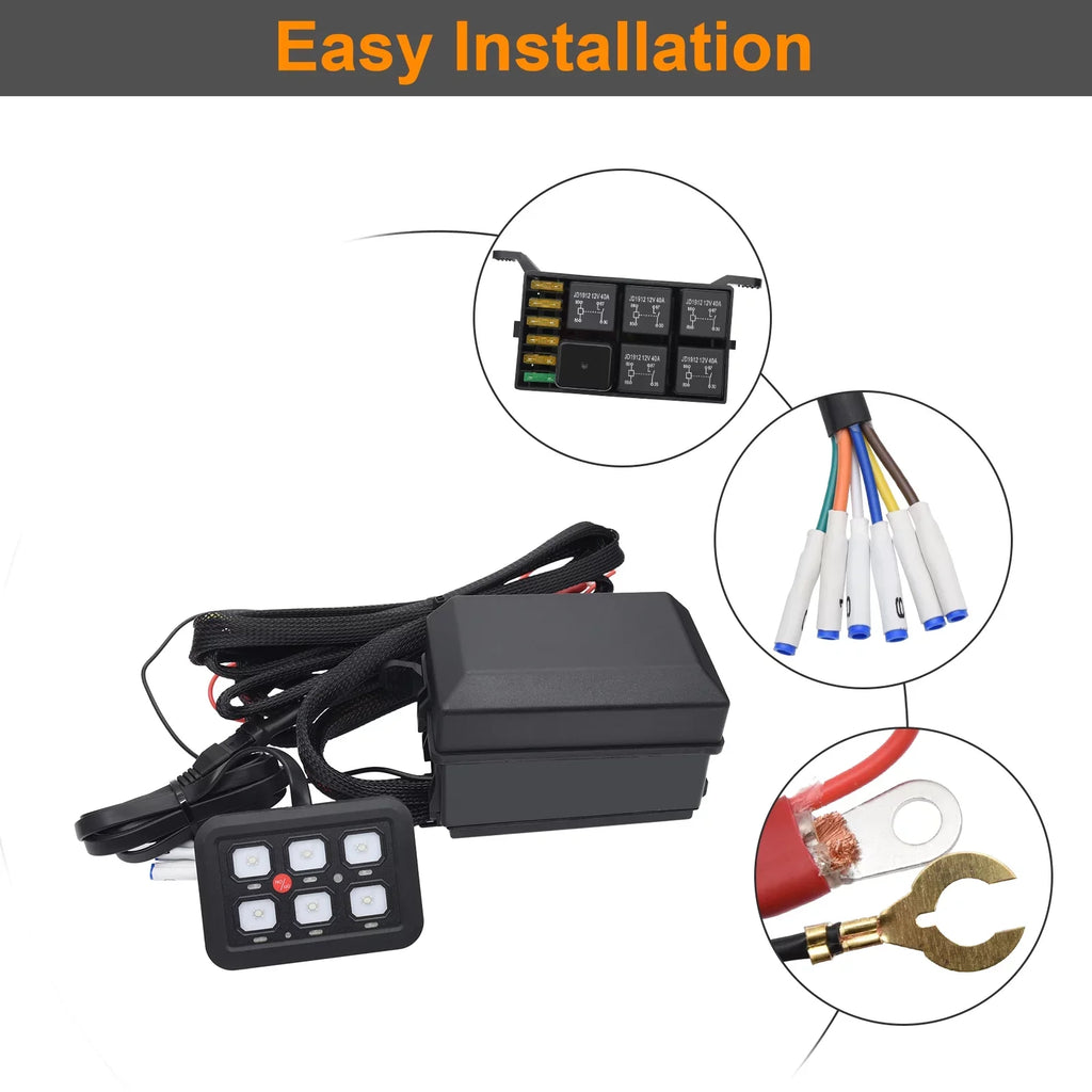 Geloo 6 Gang Switch Panel Toggle Switch Pod Multi-Function Offroad Switch Box Blue  Switch Panel Circuit Control Relay System for Car Truck
