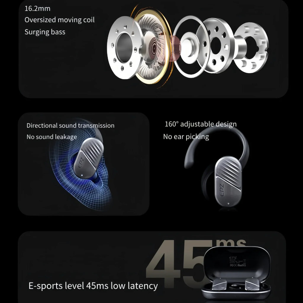 Wireless Earbuds, Bluetooth Headset with Microphone ,  Waterproof, Epz Bone Conduction Headphones for Sports and Work